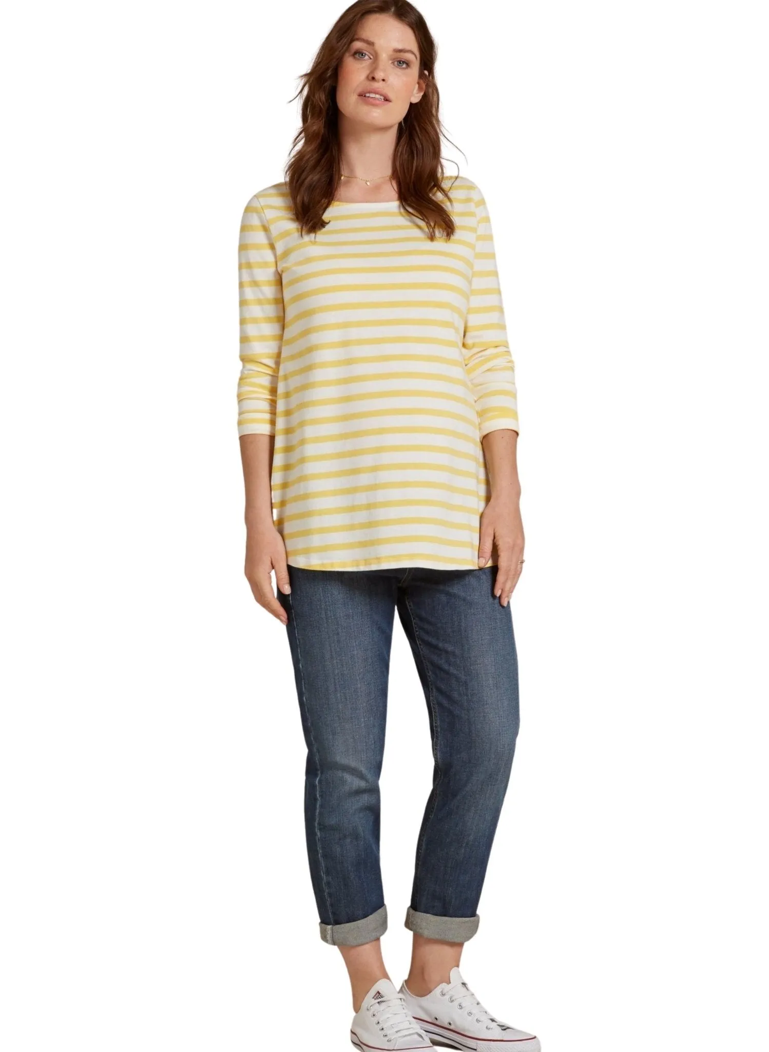 Harriet Maternity Top - Yellow/White Stripes