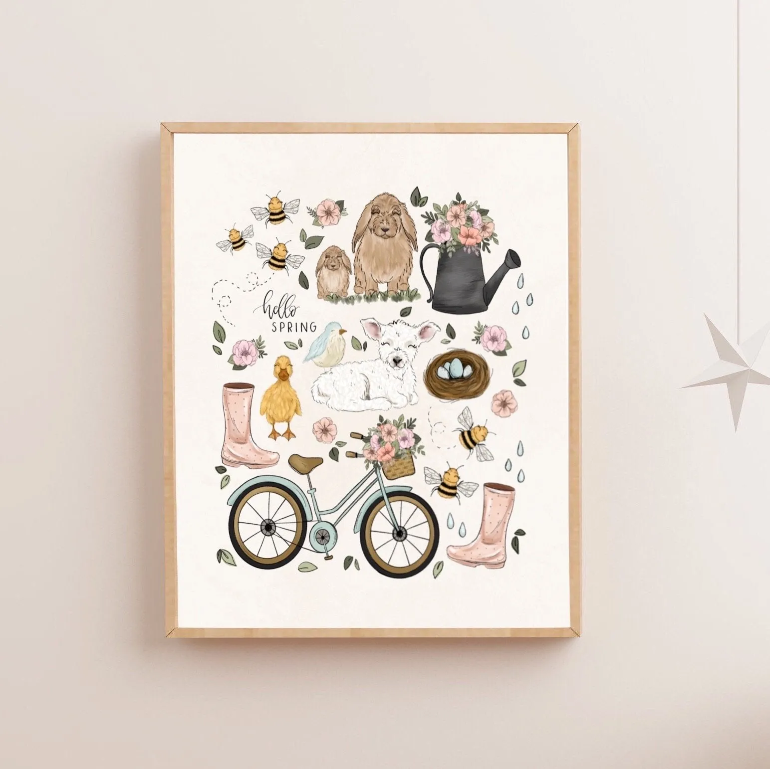 Hello Spring Collage Art Print