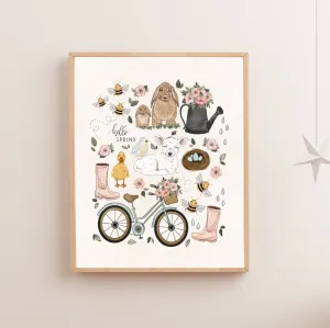 Hello Spring Collage Art Print