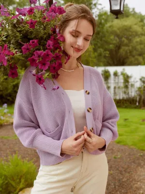 High Stretch Button Front Drop Shoulder Cardigan Sweater