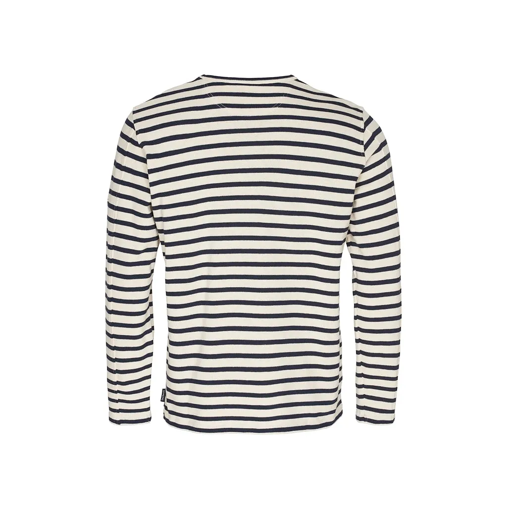 Hugo Striped Long Sleeve Tee - Ecru/SR Navy