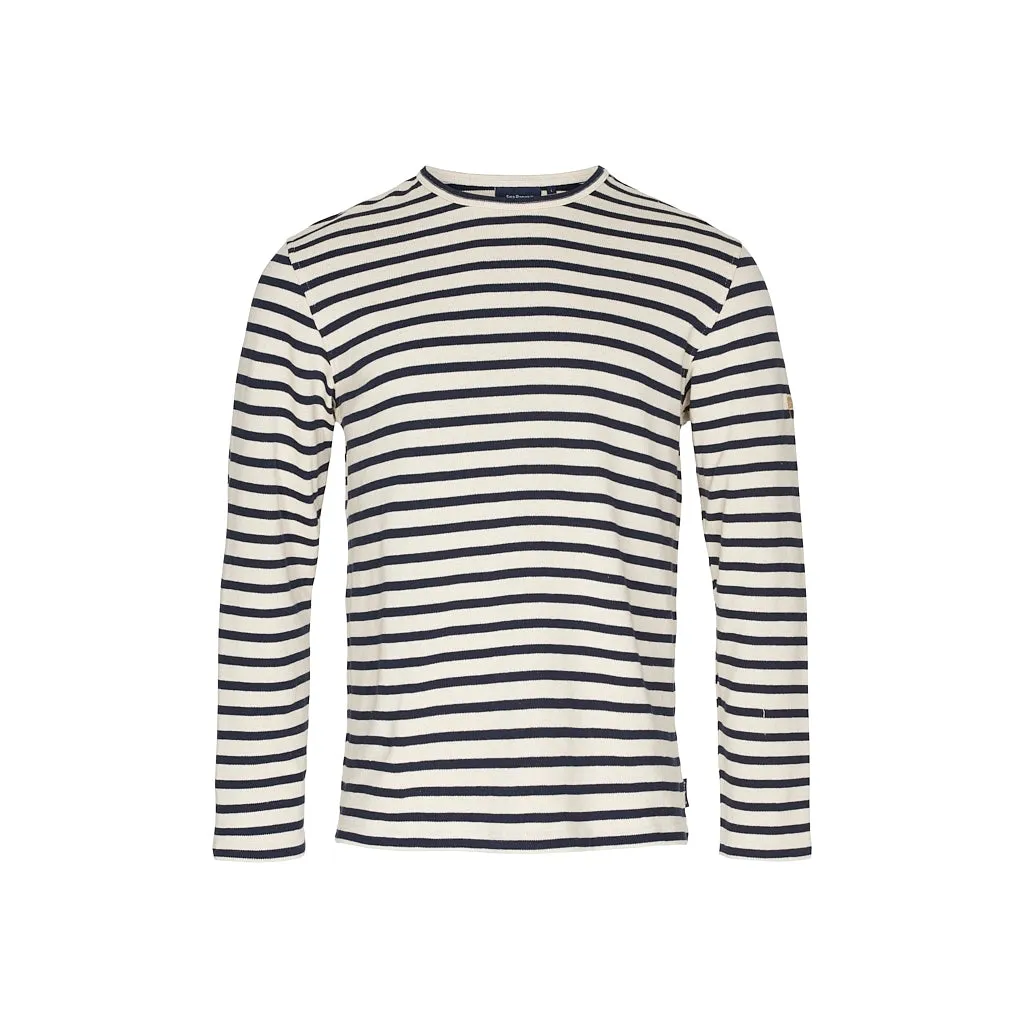 Hugo Striped Long Sleeve Tee - Ecru/SR Navy