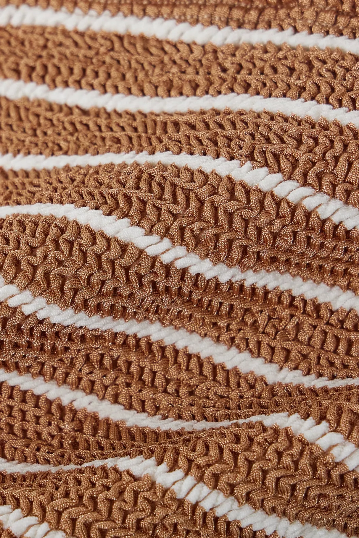 HUNZA G NADINE STRIPED METALLIC SEERSUCKER BIKINI IN COCOA Sold Out