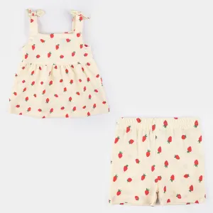 Infant Girls Seersucker 2 PC Strawberry-Cream