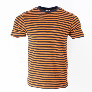 John Lewis Supima Cotton Orange Striped T-Shirt Casual Short Sleeve Jersey Tops