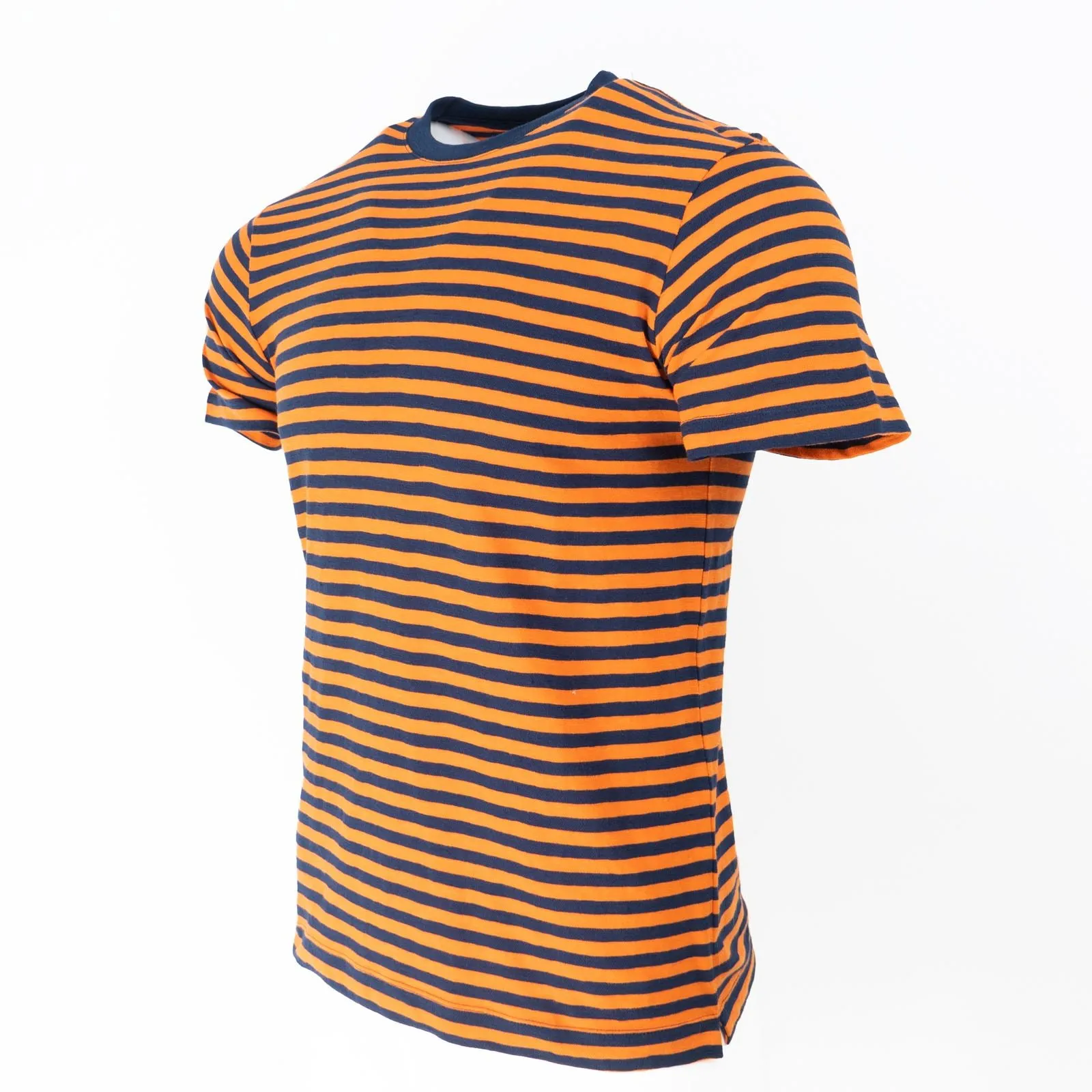John Lewis Supima Cotton Orange Striped T-Shirt Casual Short Sleeve Jersey Tops