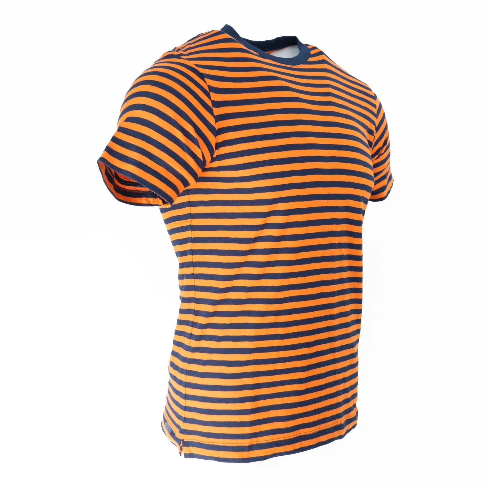 John Lewis Supima Cotton Orange Striped T-Shirt Casual Short Sleeve Jersey Tops