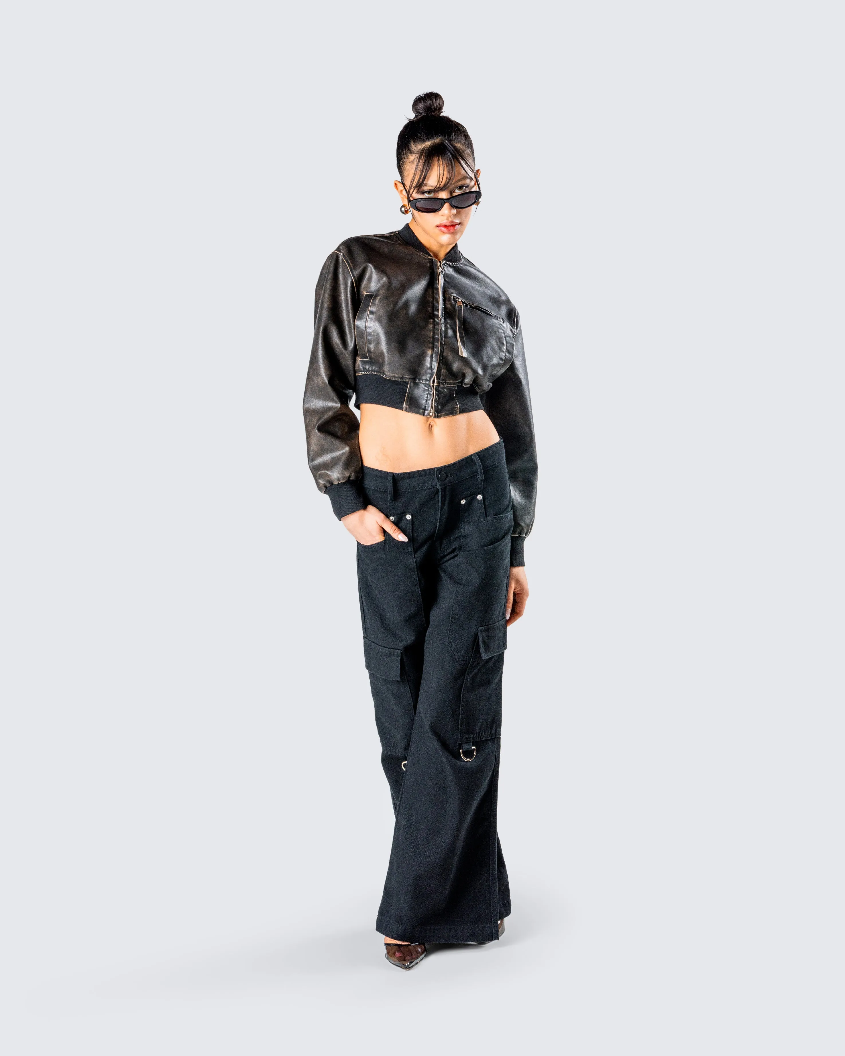 Laina Black Twill Pocket Pant