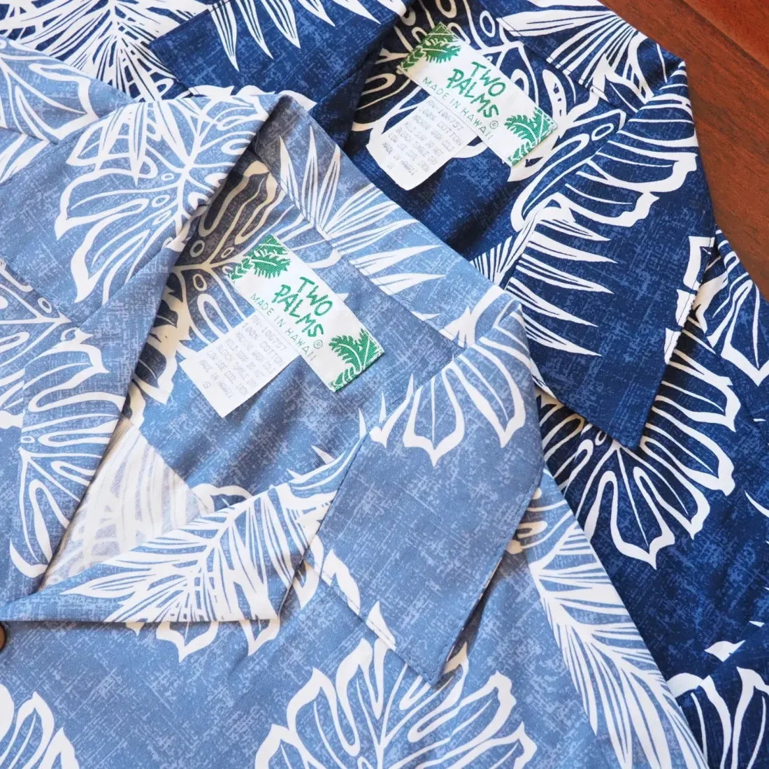 Leaf Navy Blue Hawaiian Cotton Shirt