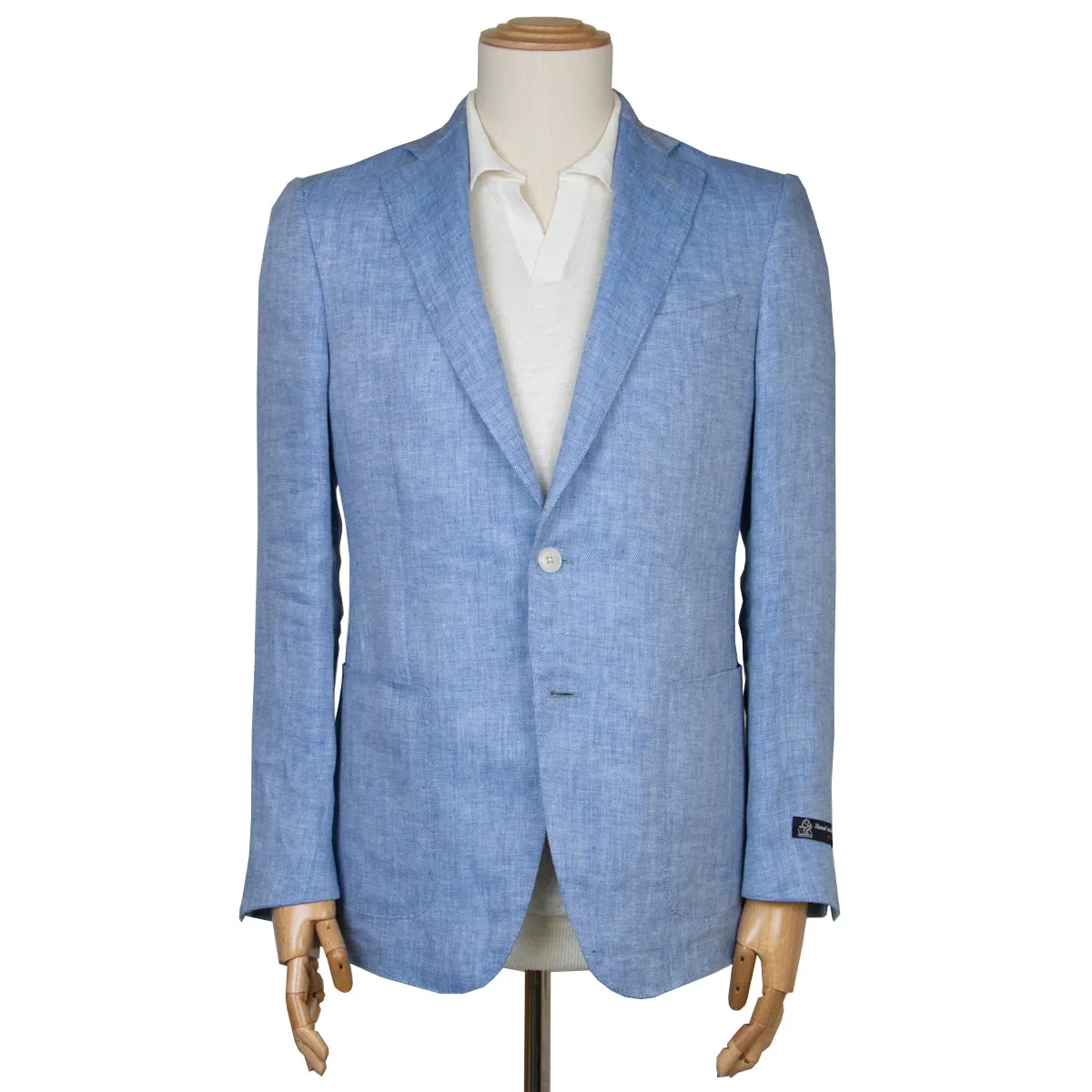 Light Blue Loro Piana Herringbone Linen Jacket