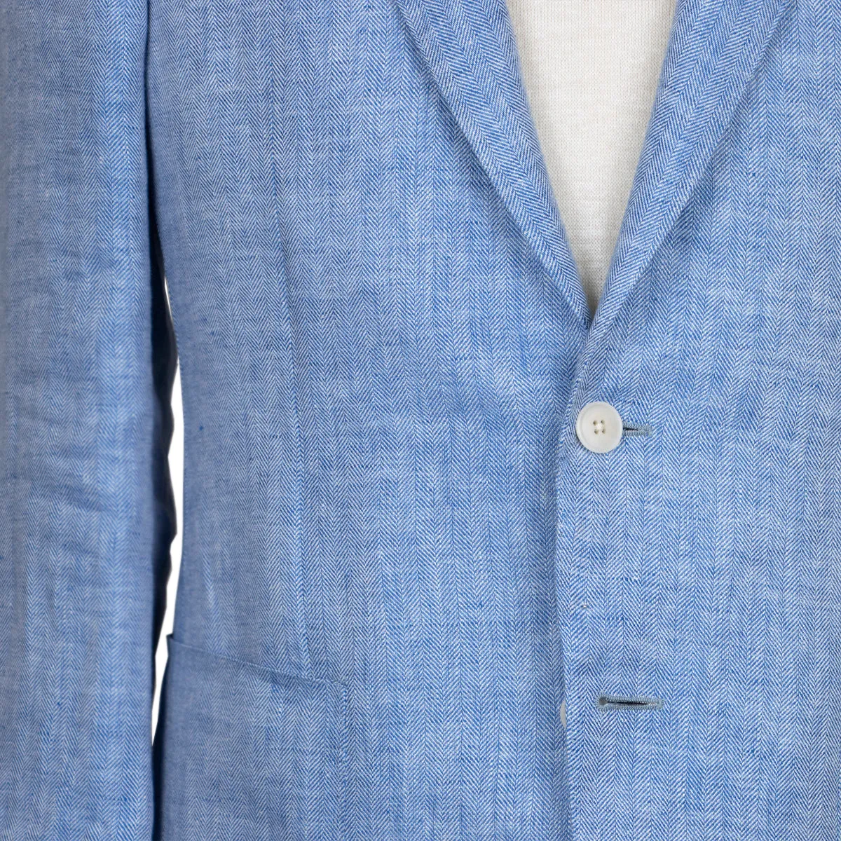 Light Blue Loro Piana Herringbone Linen Jacket