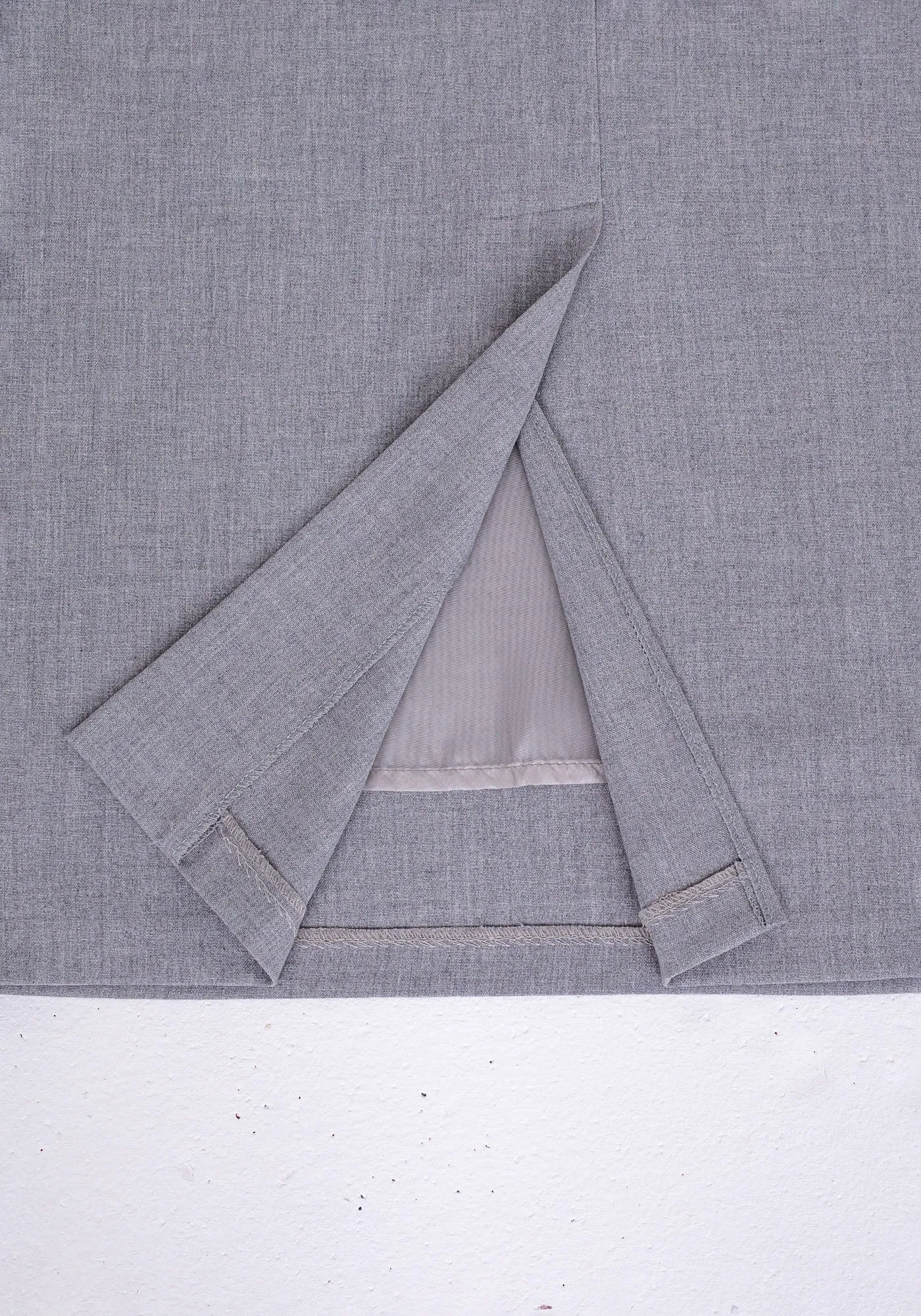 Light Grey Back Vented Midi Pencil Skirt