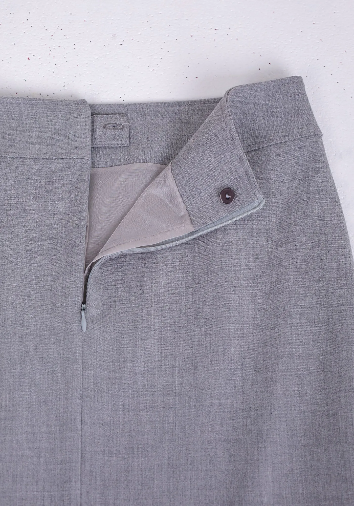 Light Grey Back Vented Midi Pencil Skirt