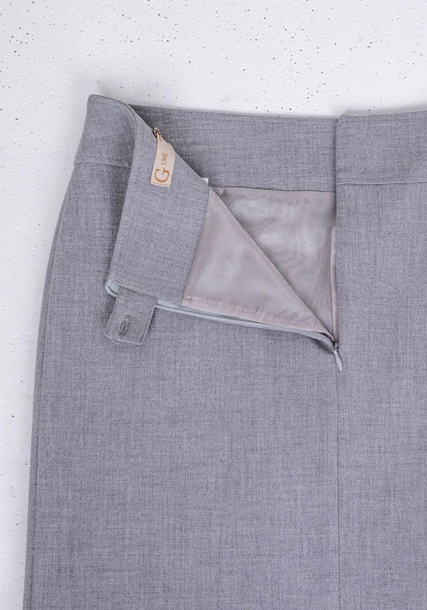 Light Grey Back Vented Midi Pencil Skirt