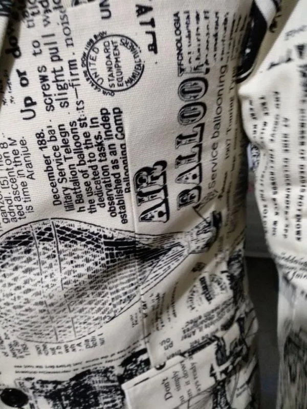 Men's Cotton Blazer With Newspaper Print