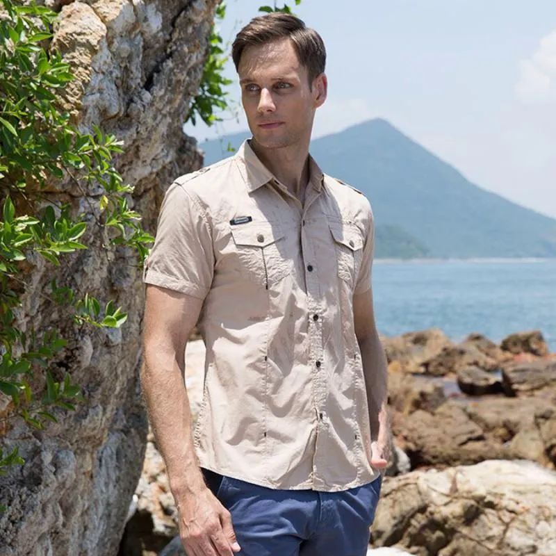 Men's Summer Casual Cotton Short Sleeved Shirt | Plus Size