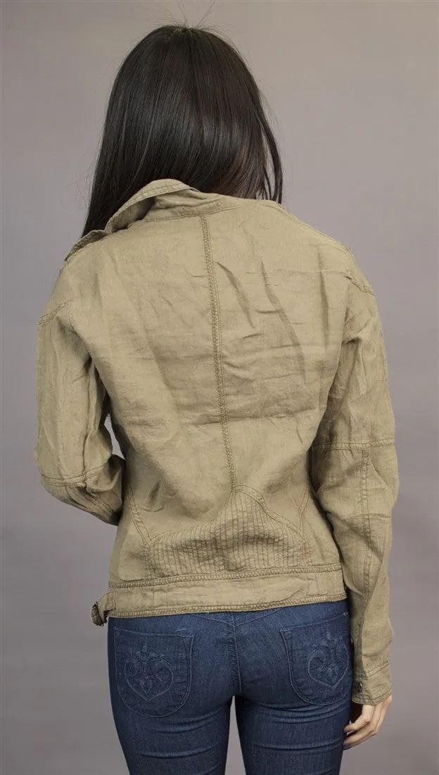Miilla Off Center Linen Jacket in Khaki