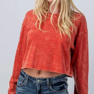 Mineral Wash Long Sleeve Crop Top