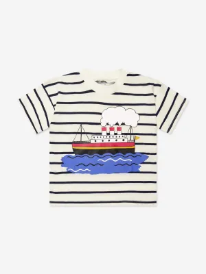 Mini Rodini Kids Ferry Stripe T-Shirt in Blue