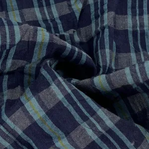 Navy & Teal Cotton Seersucker | SKU 7735 #U3