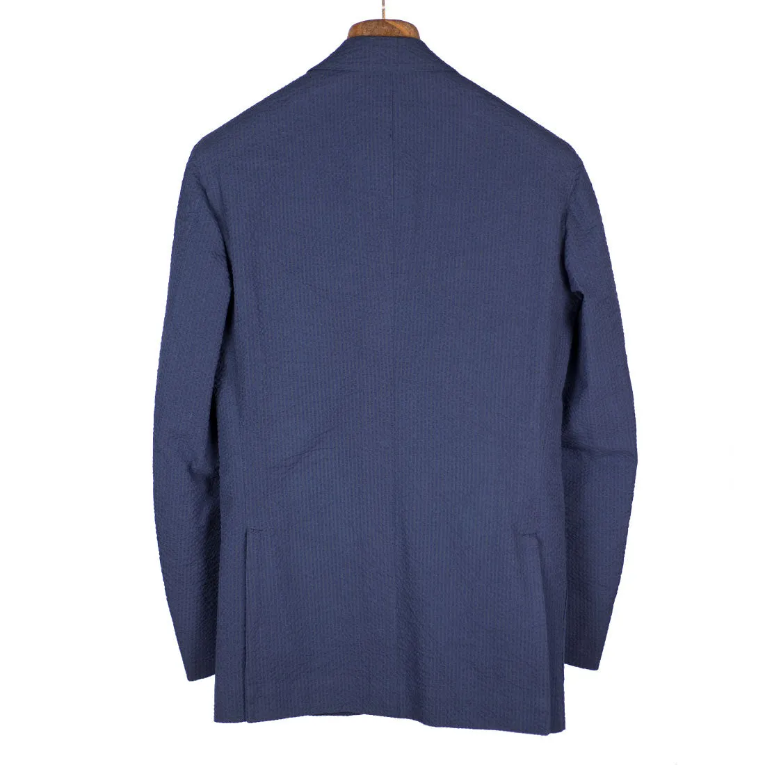Navy cotton seersucker suit, 240g