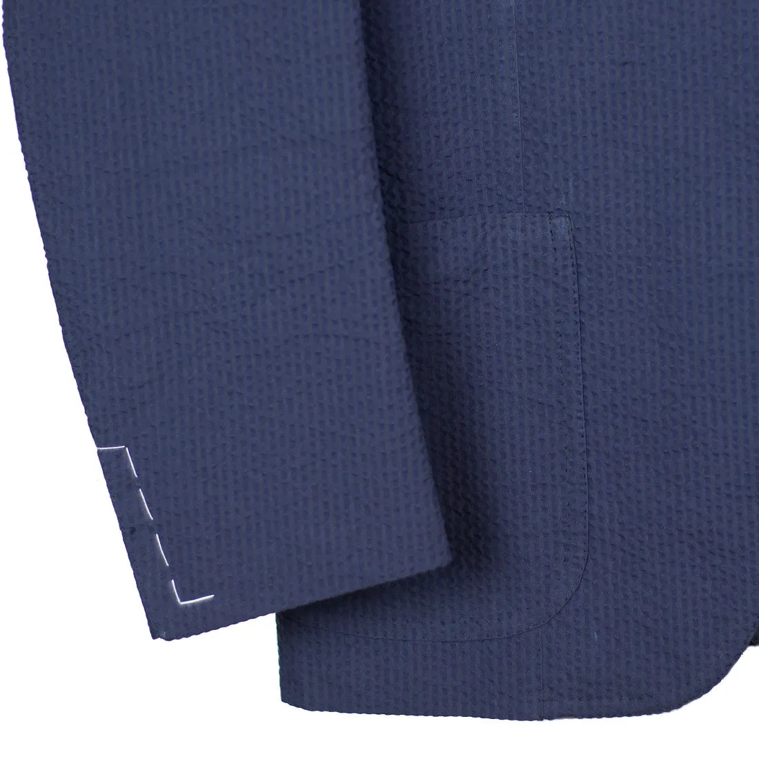 Navy cotton seersucker suit, 240g