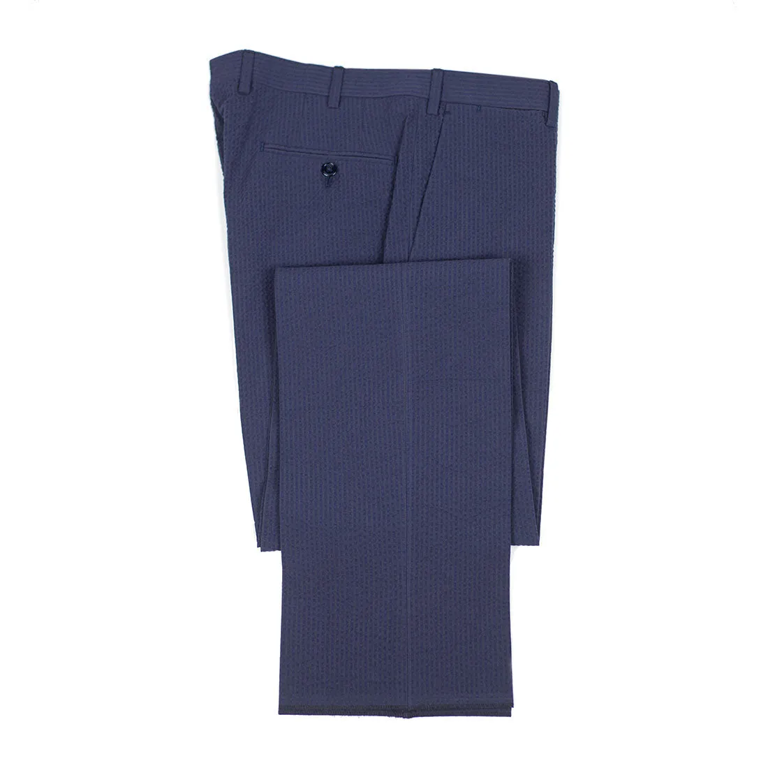Navy cotton seersucker suit, 240g