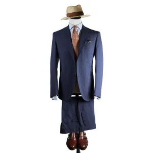 Navy cotton seersucker suit, 240g