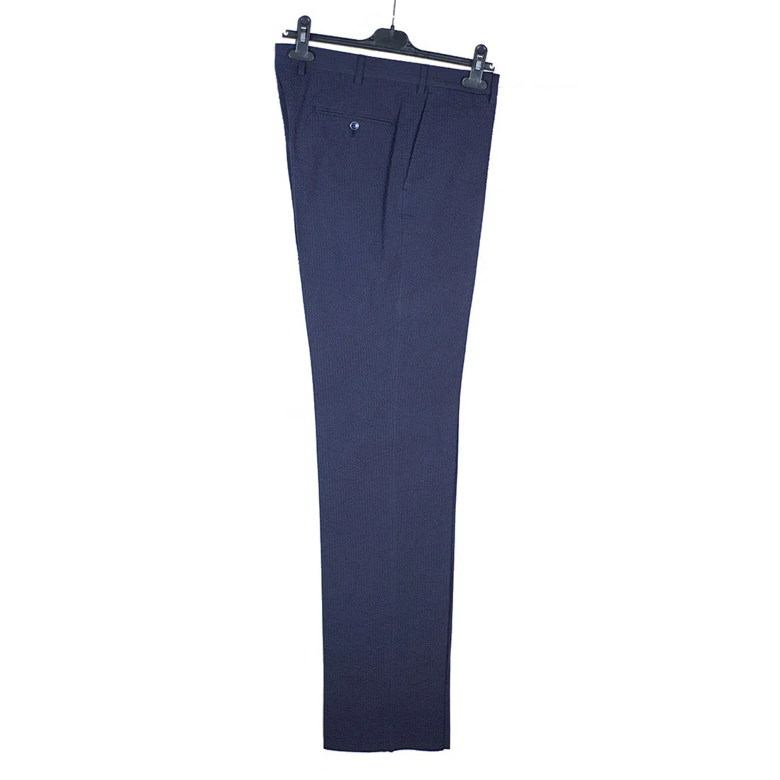 Navy cotton seersucker suit, 240g