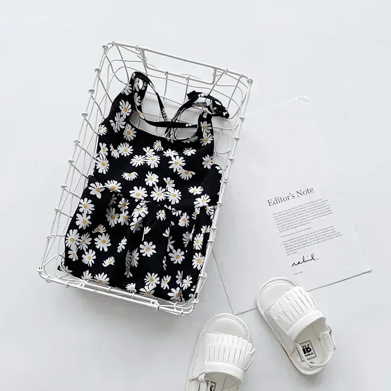 New Children Girls Splicing Daisy Dress Summer Kids Backless Dresses child Costumes Outfits Beach Clothes Baby girls Clothing
