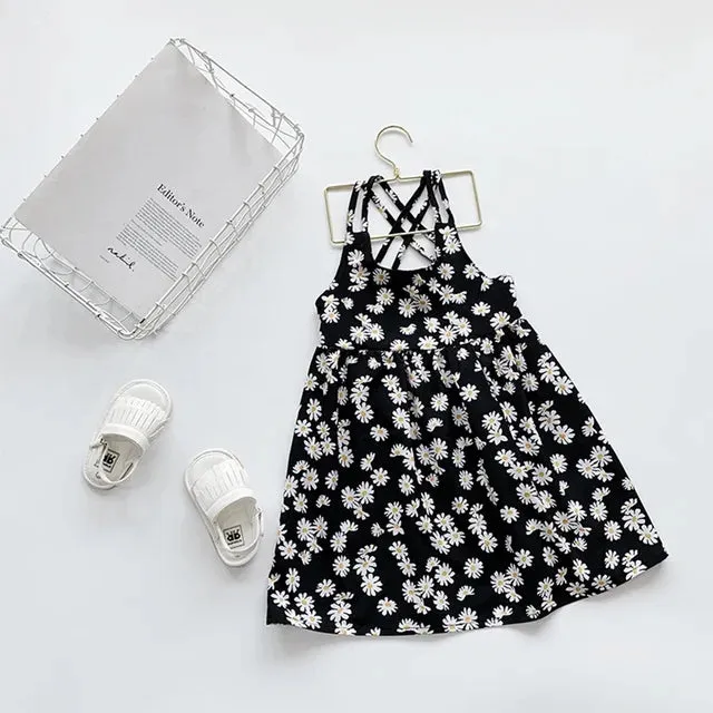 New Children Girls Splicing Daisy Dress Summer Kids Backless Dresses child Costumes Outfits Beach Clothes Baby girls Clothing