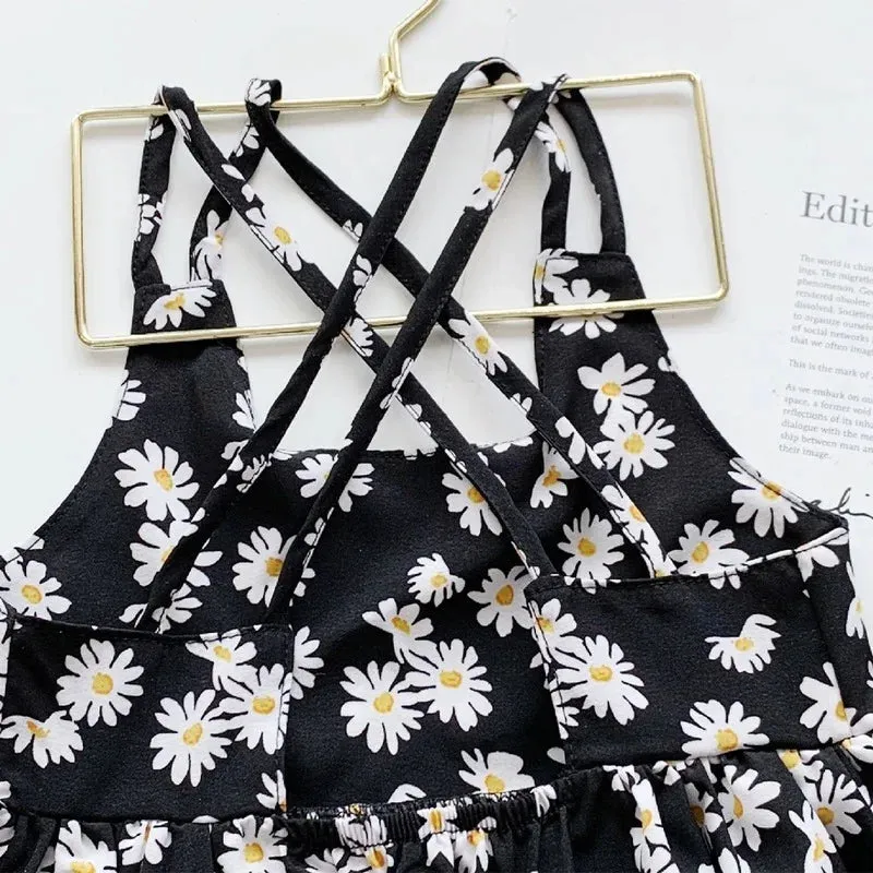 New Children Girls Splicing Daisy Dress Summer Kids Backless Dresses child Costumes Outfits Beach Clothes Baby girls Clothing