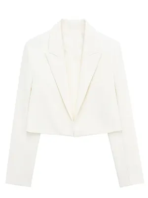 Pink Notch Lapel Crop Jacket for Fashion-Forward Outfits