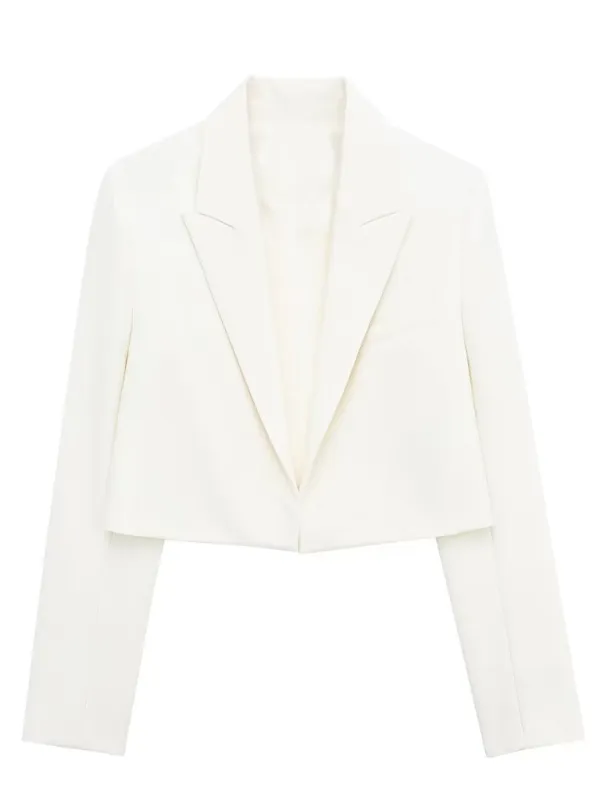 Pink Notch Lapel Crop Jacket for Fashion-Forward Outfits