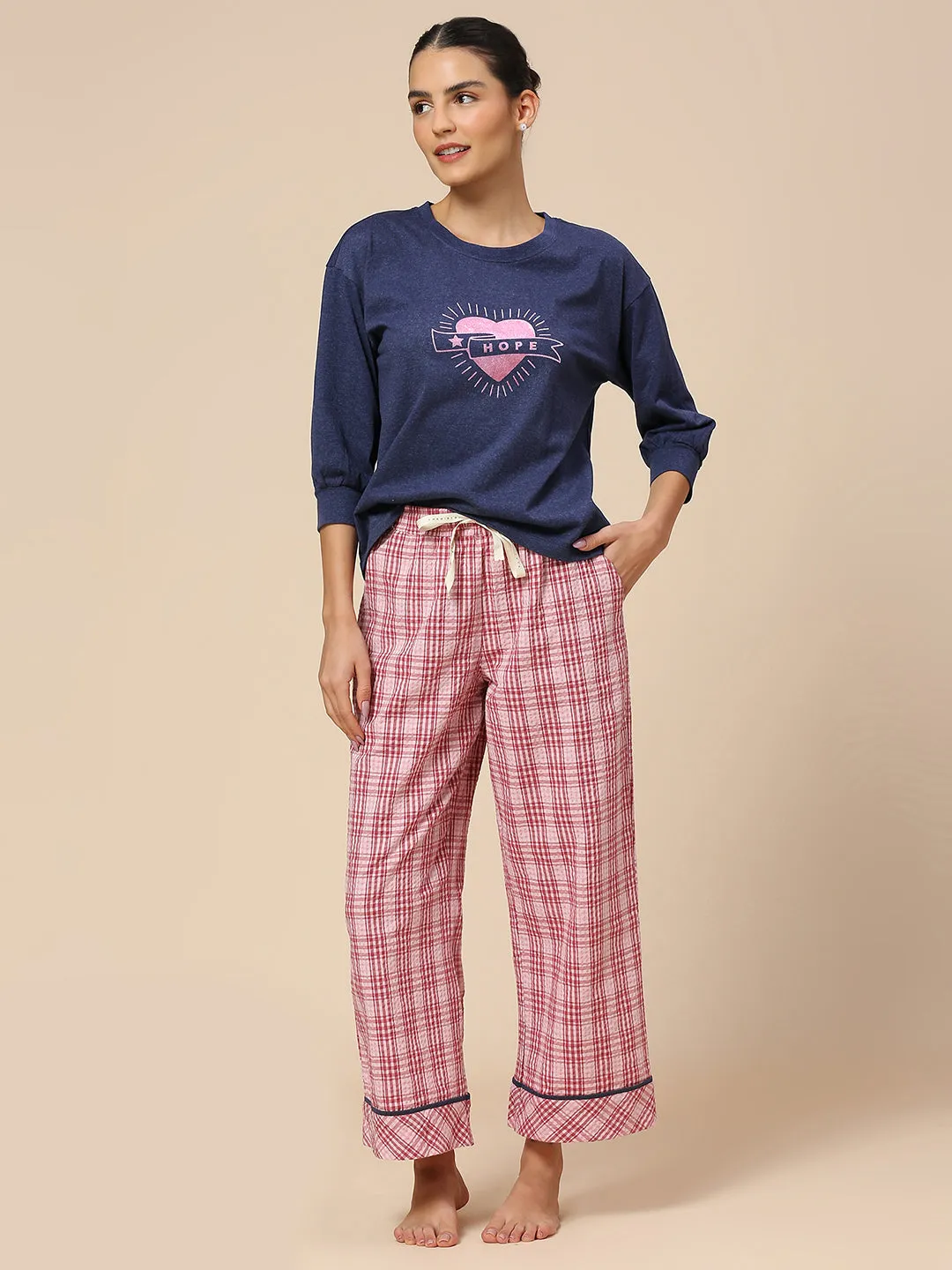 PRINTED JERSEY TEE & SEERSUCKER PJ'S NIGHTSUIT SET