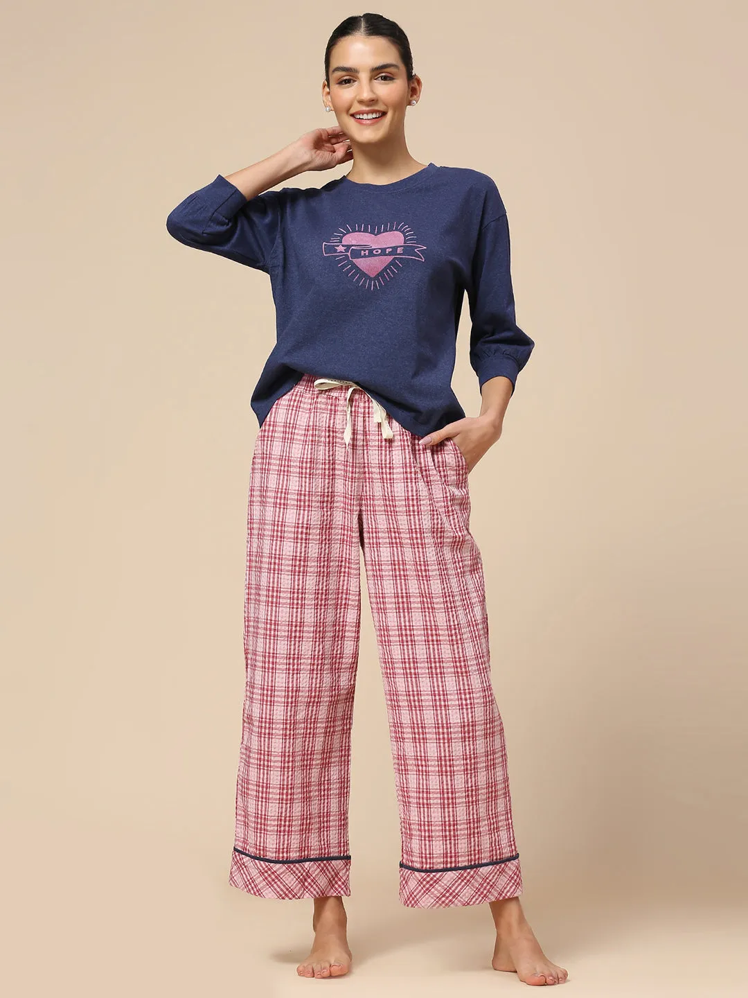 PRINTED JERSEY TEE & SEERSUCKER PJ'S NIGHTSUIT SET