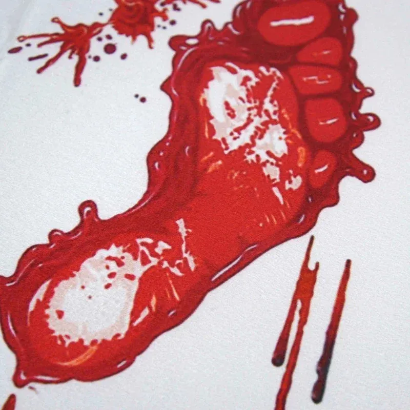 "Anti-Slip Absorbent Polyester Halloween Blood Footprint Door Mat - Perfect for Spooky Entrances and Bathrooms"