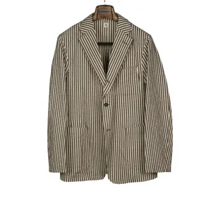"Fieldwrap jacket" in brown and ivory cotton/silk seersucker (separates)
