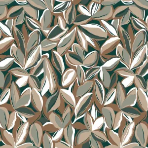 Ramie Linen Print - Leaves (Khaki)