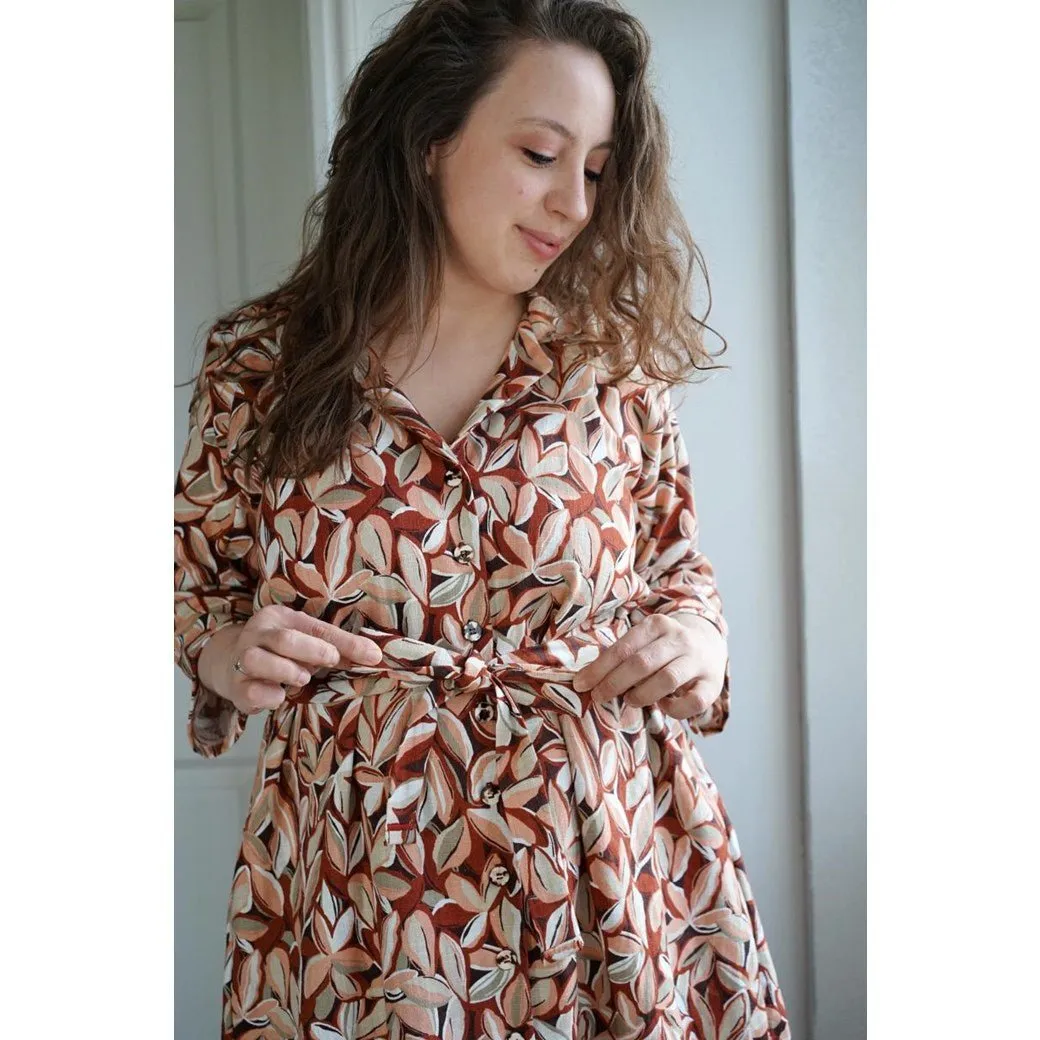 Ramie Linen Print - Leaves (Khaki)
