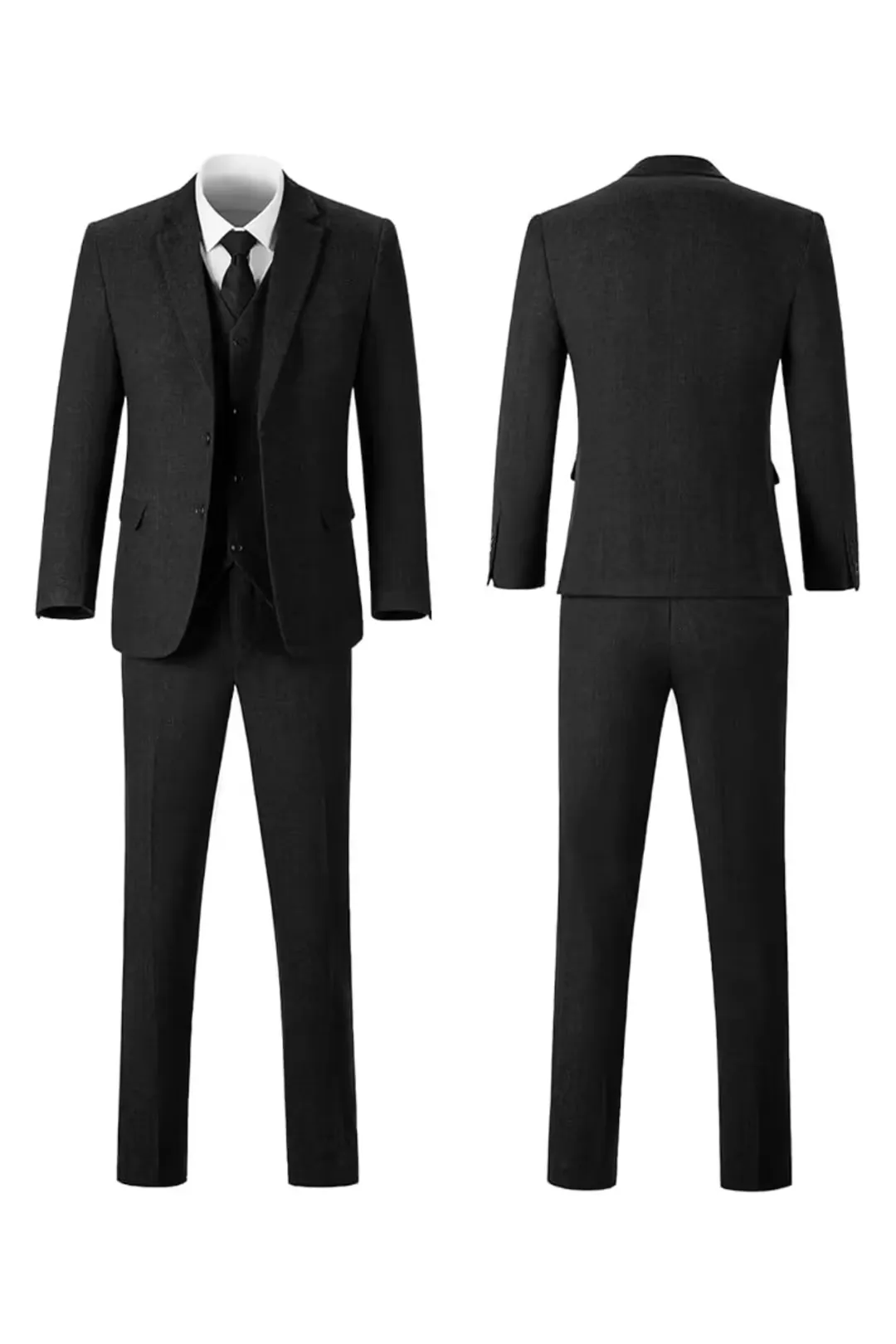 Retro Tweed Herringbone Slim Fit Notch Lapel Tuxedos Set Prom 3 Piece Men's Suit