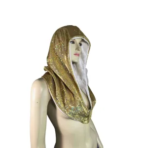 Reversible Gold Shattered Glass & White Crushed Velvet Holographic