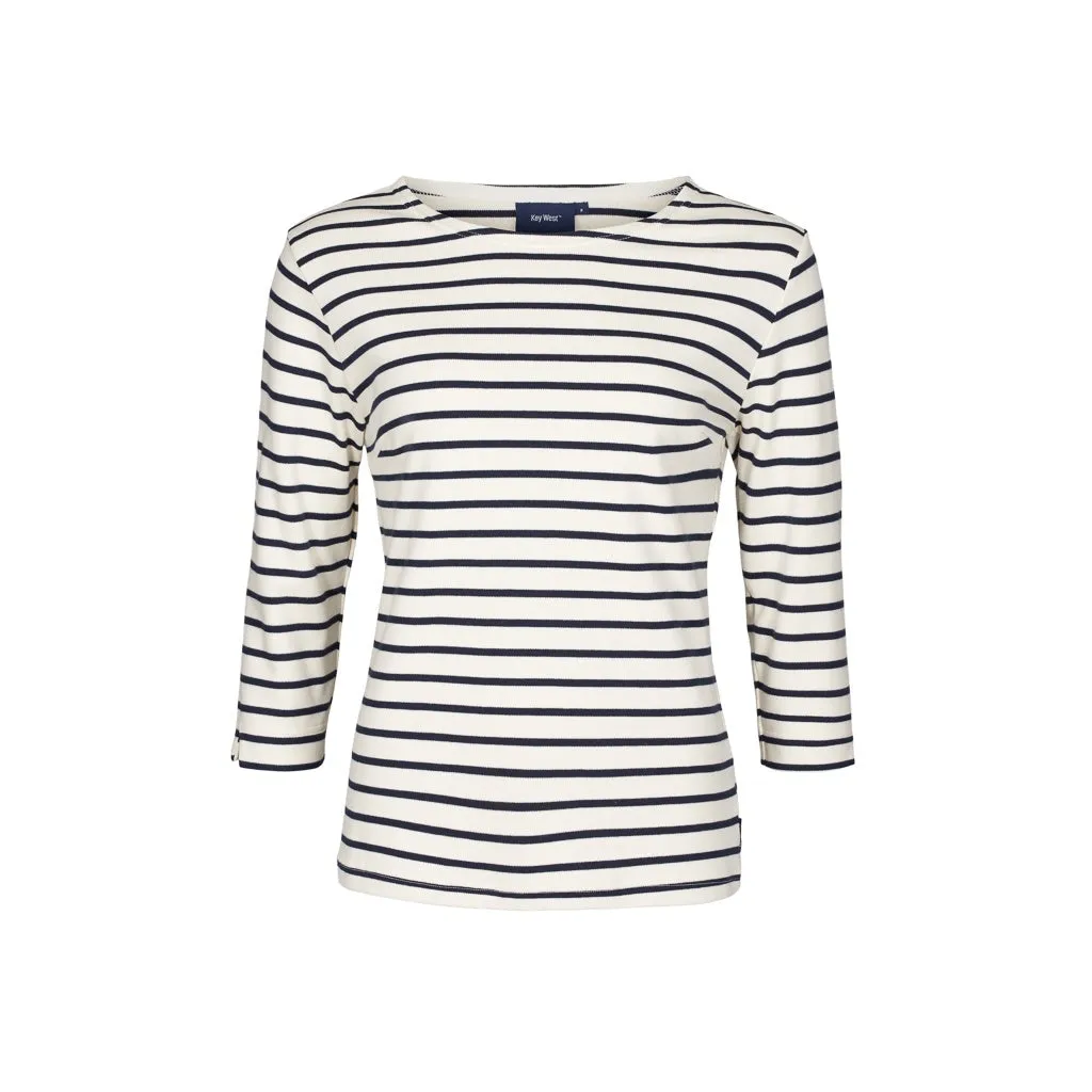 Santi Striped Long Sleeve Tee - Ecru/SR Navy