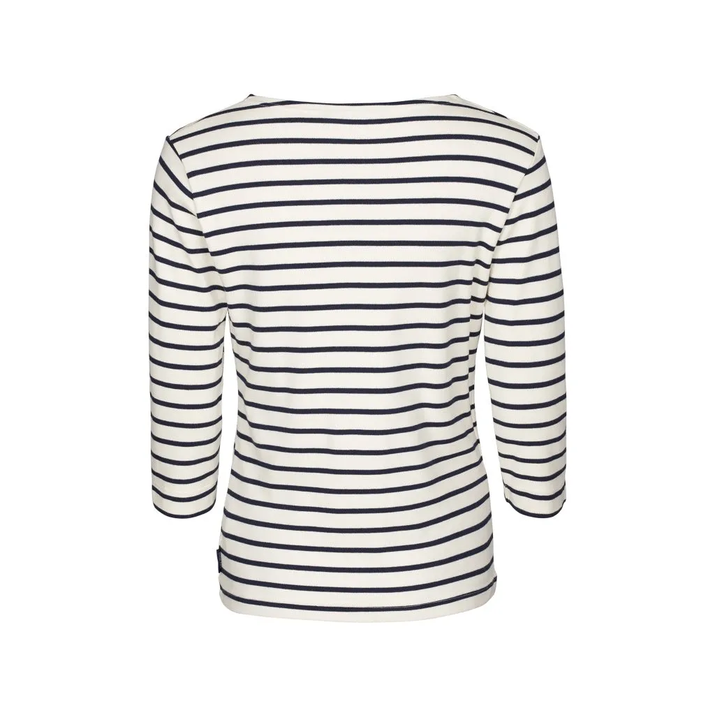 Santi Striped Long Sleeve Tee - Ecru/SR Navy