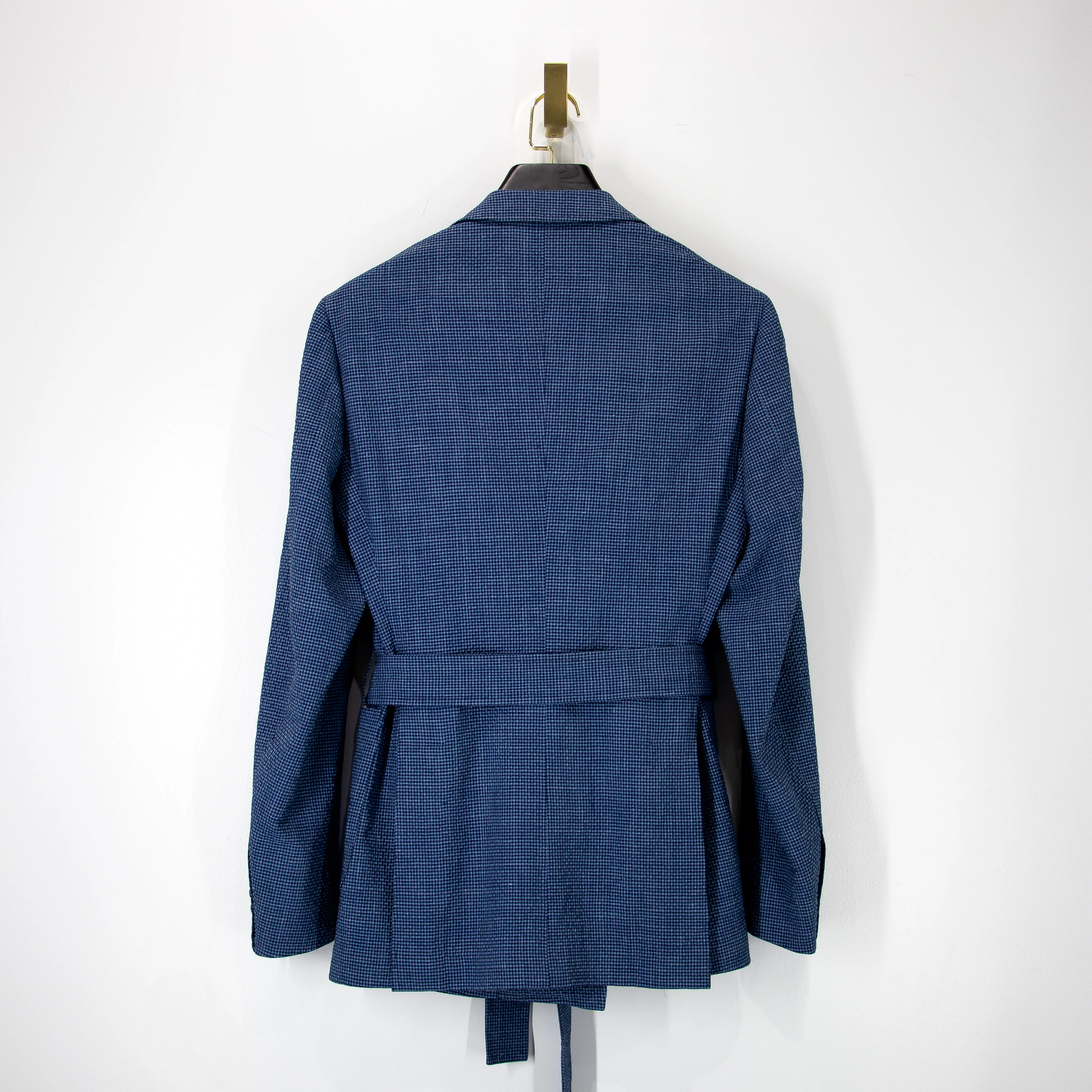 Santorini Blue “Benton Peak Lapels” Belted Seersucker Suit