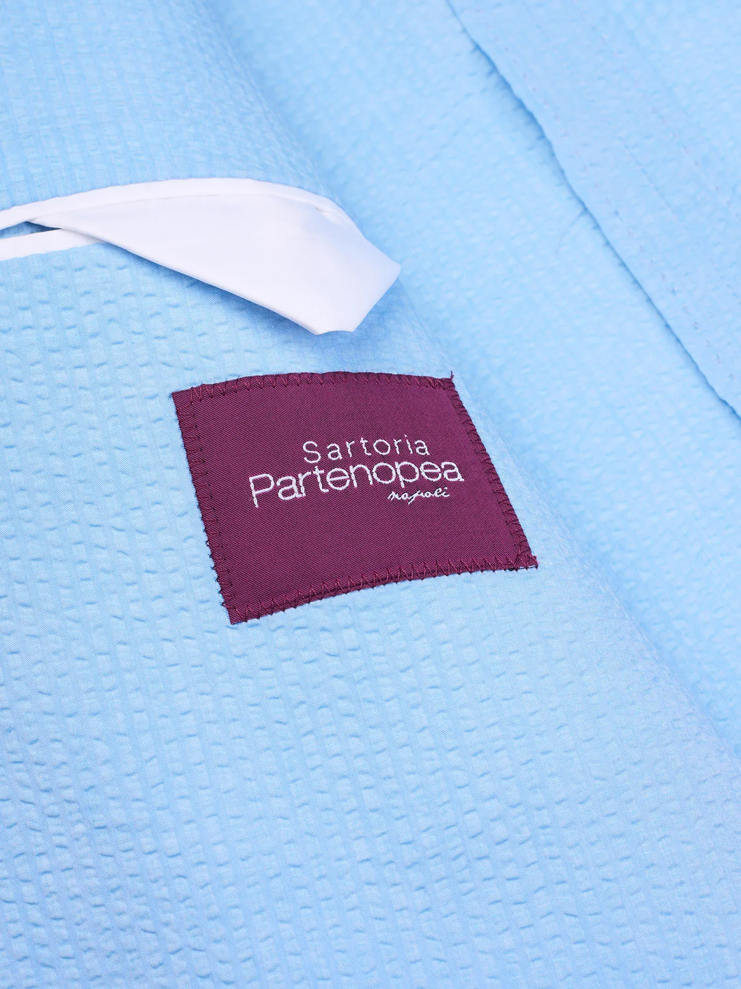 SARTORIA PARTENOPEA Blue Seersucker Cotton Jacket EU 52 NEW US 42 Current Model