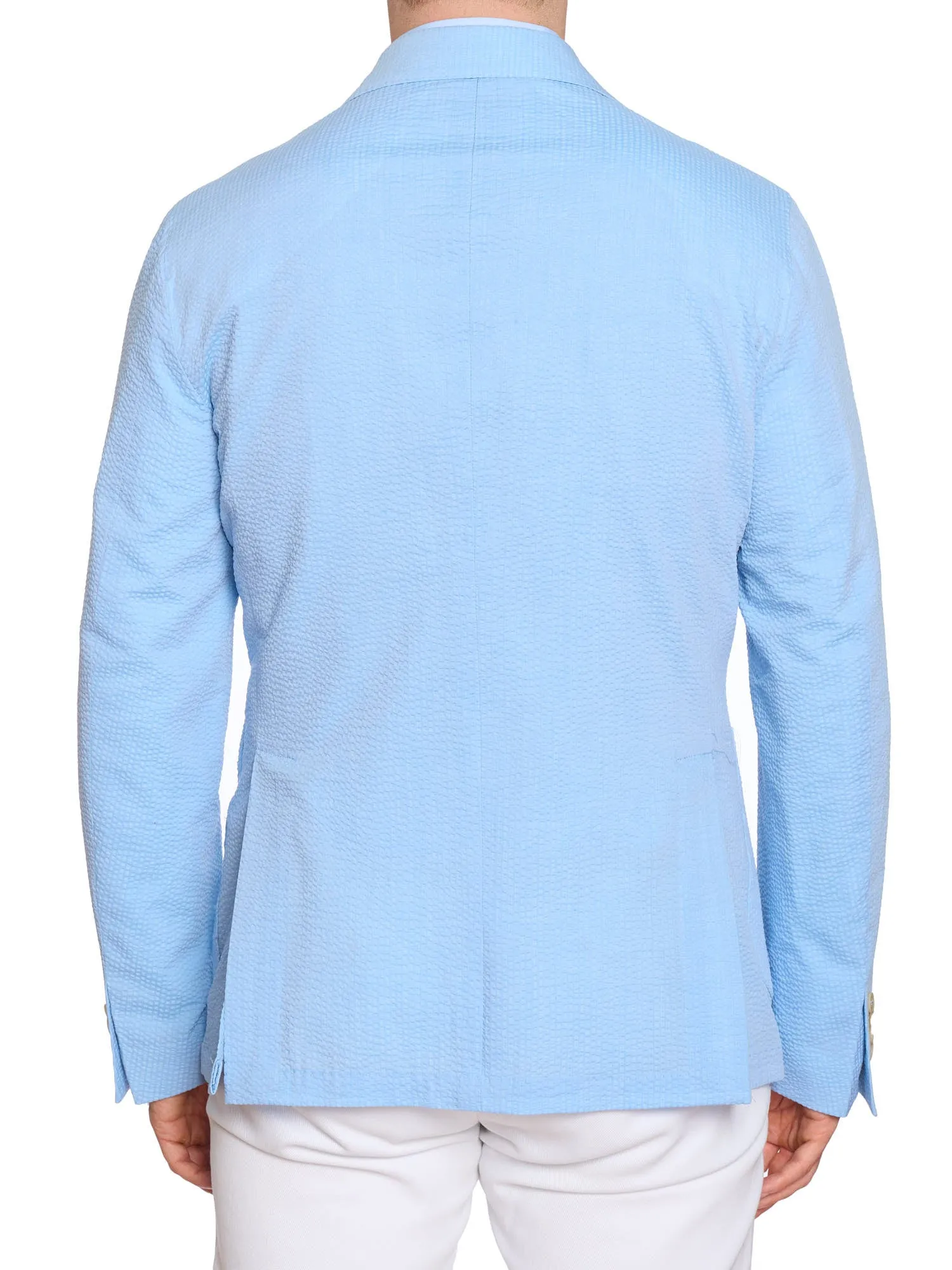 SARTORIA PARTENOPEA Blue Seersucker Cotton Jacket EU 52 NEW US 42 Current Model