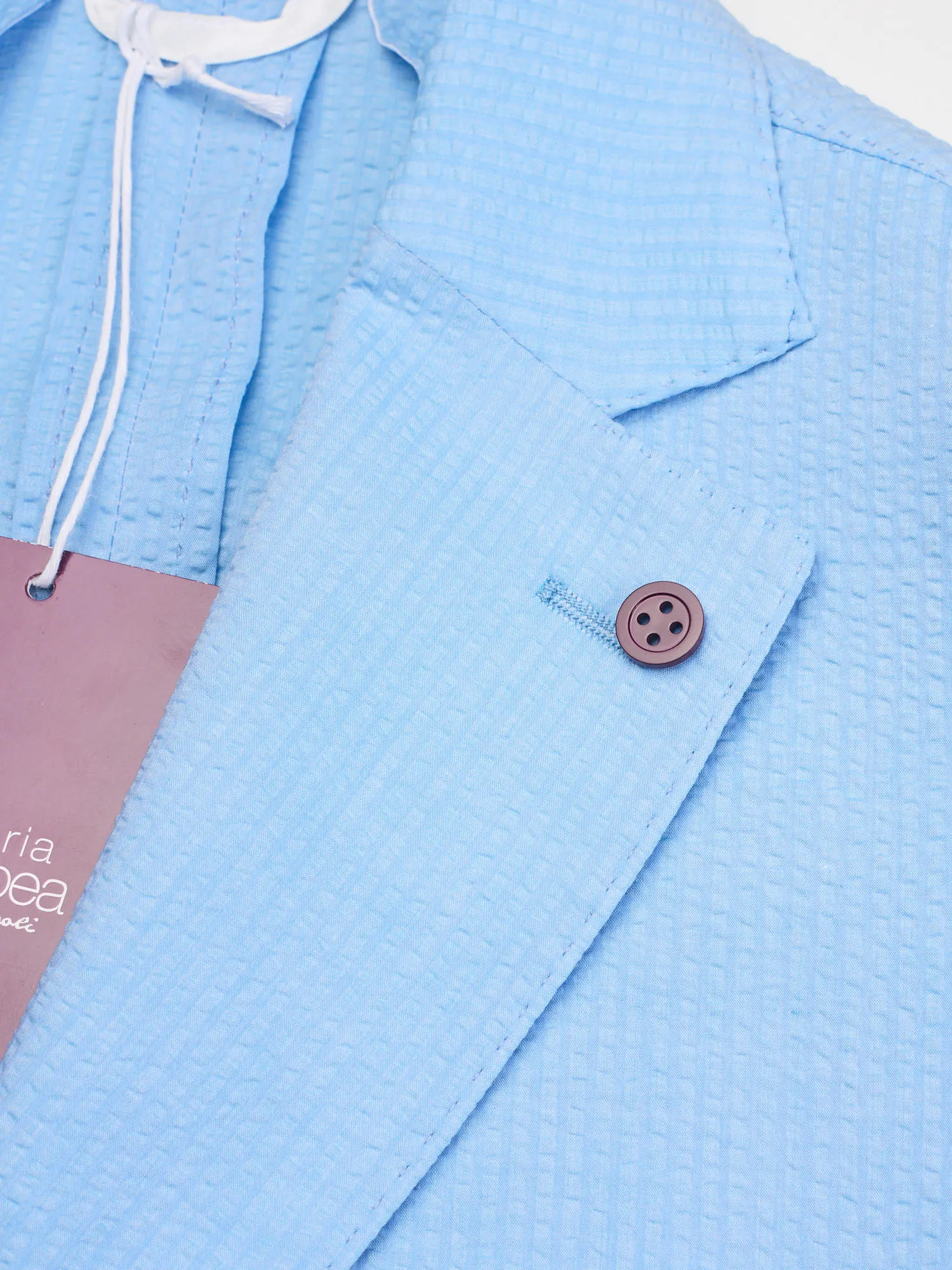 SARTORIA PARTENOPEA Blue Seersucker Cotton Jacket EU 52 NEW US 42 Current Model