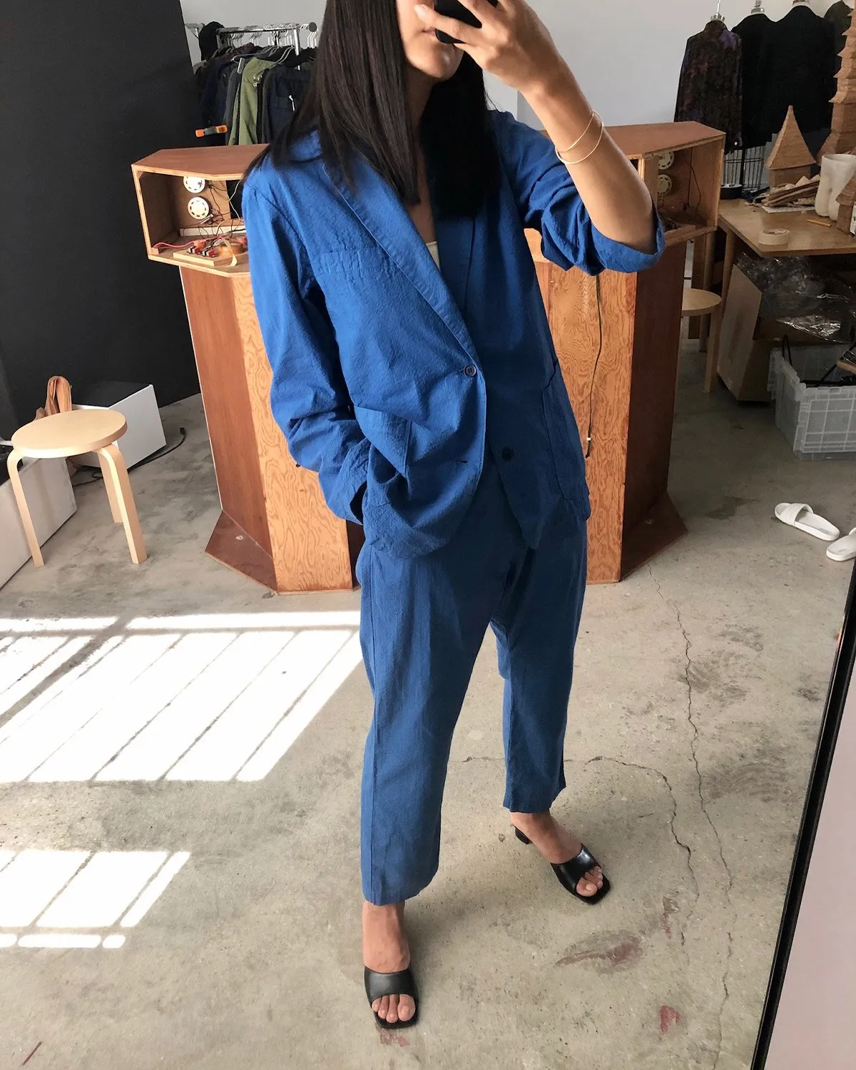 Seersucker Blazer in Klein Blue