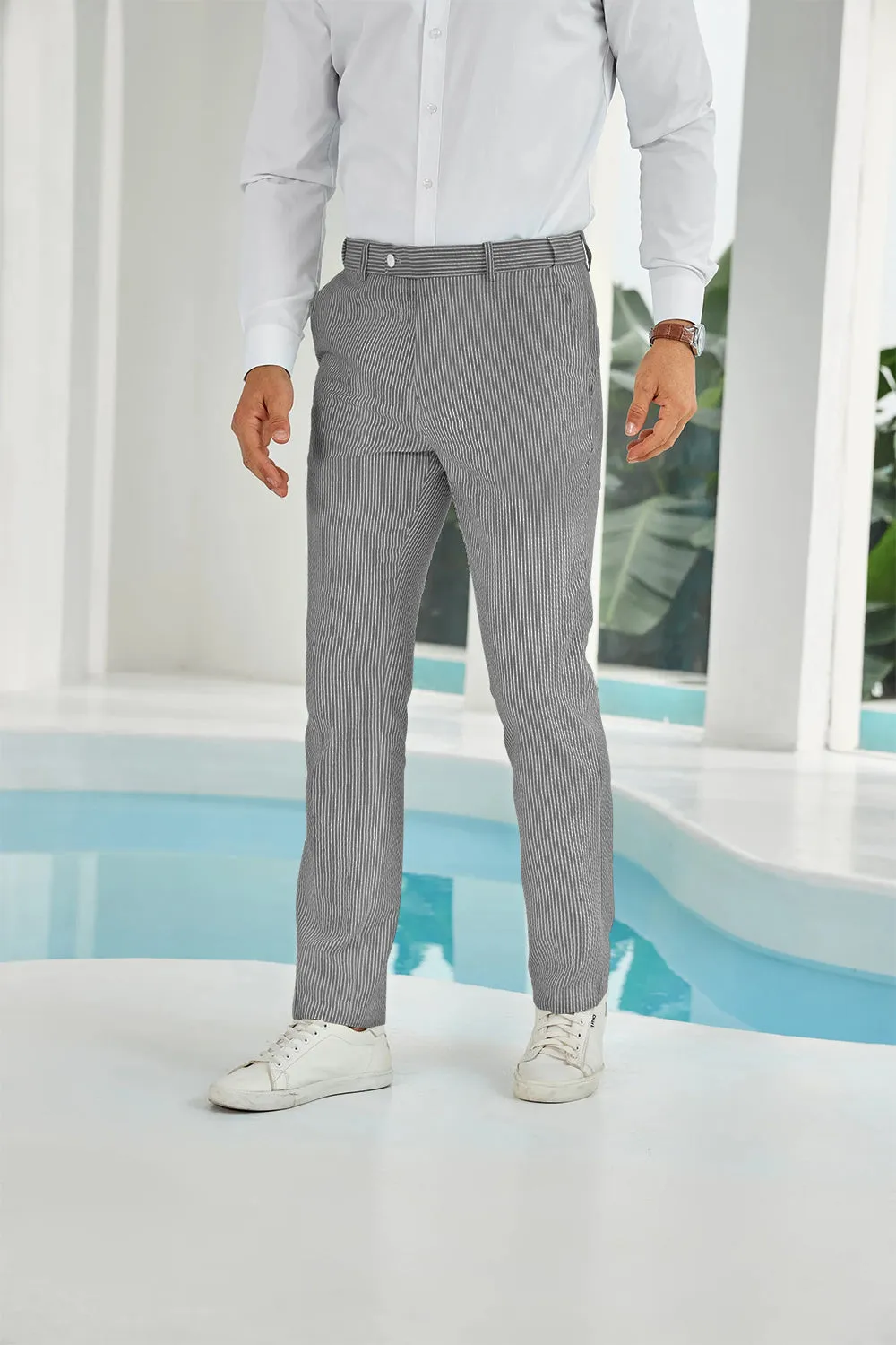 Seersucker Striped Men's Summer Pants